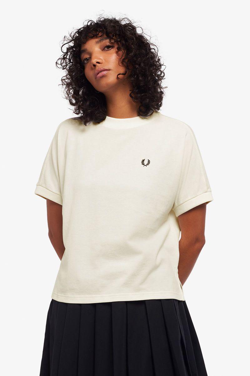 White Fred Perry Boxy Piqué Women\'s T Shirts | PH 2023KORI